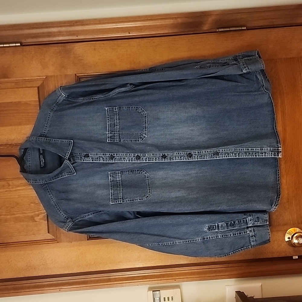 Men's Faded Glory Chambray Denim Button Down Shirt Size XL